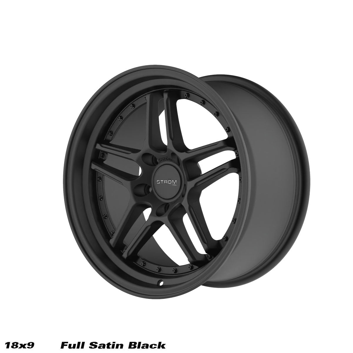 STROM DS-05 Full Satin Black w/ Black Rivets 18x9 5x120 ET30