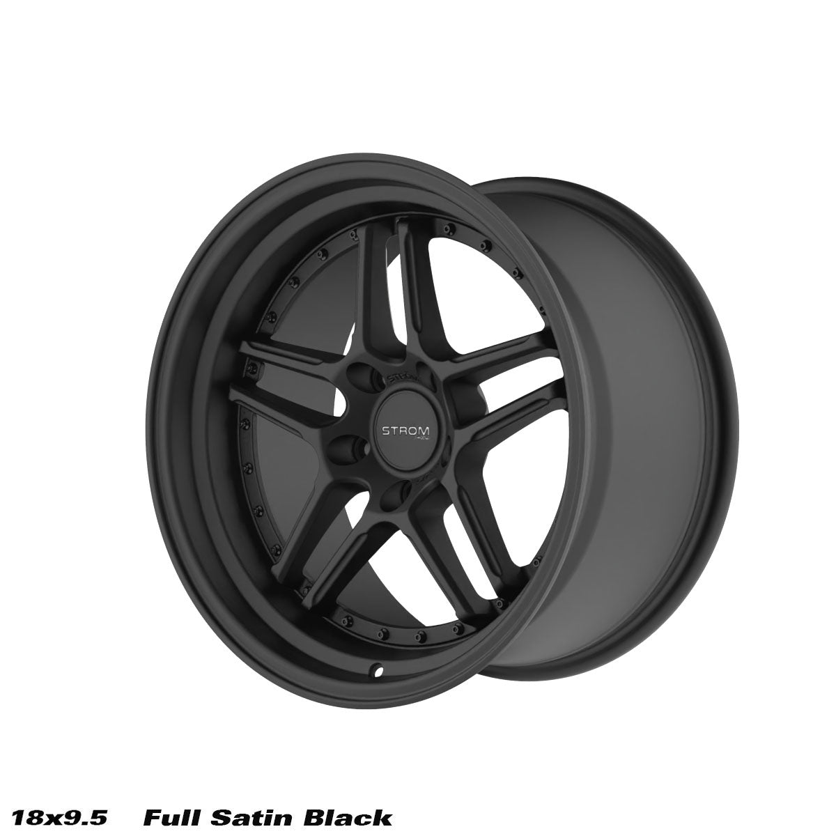 STROM DS-05 Full Satin Black w/ Black Rivets 18x9.5 5x120 ET15