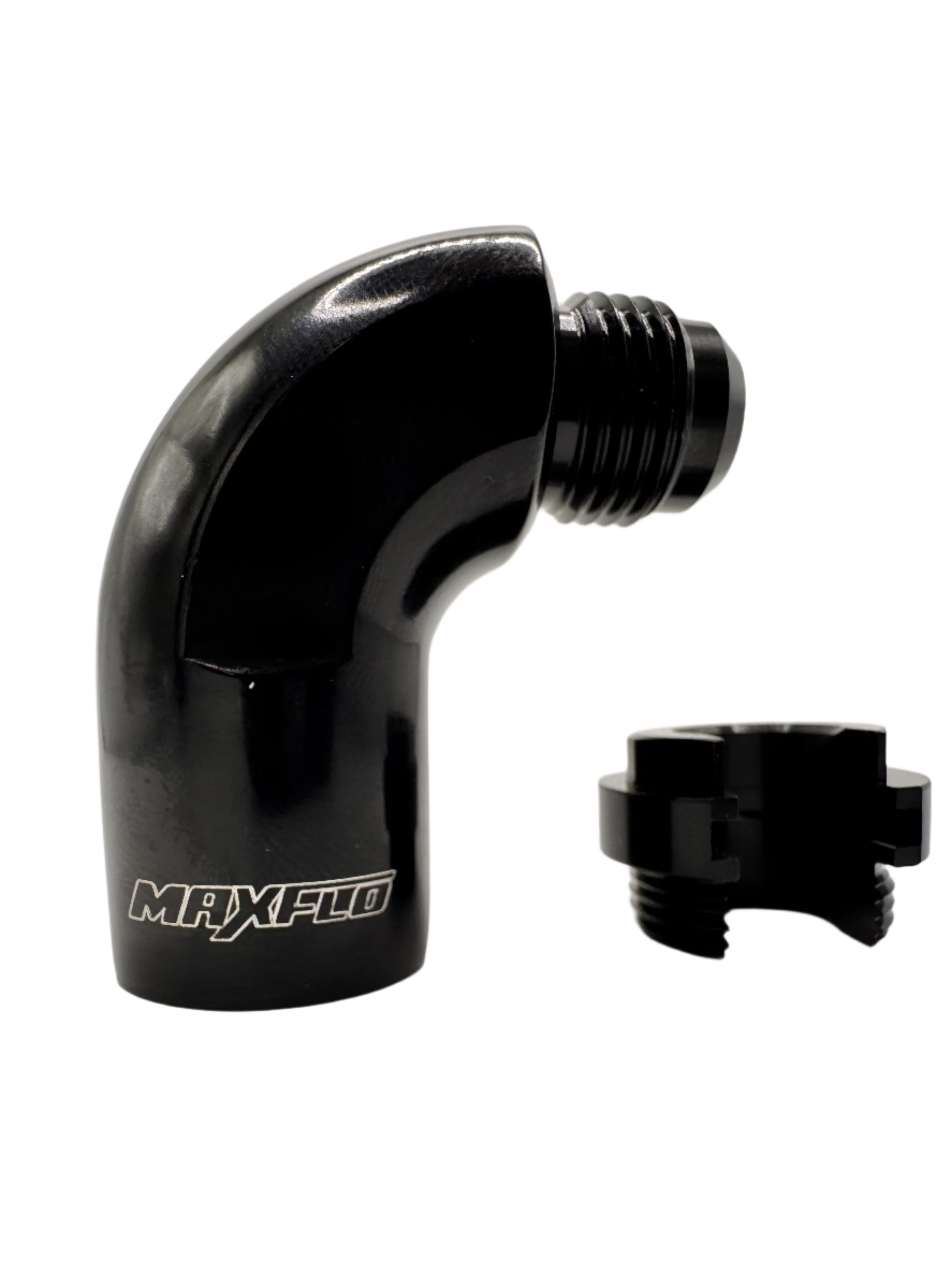 MaxFlo AN6 To 5/16 Hardline 90 Degree Black