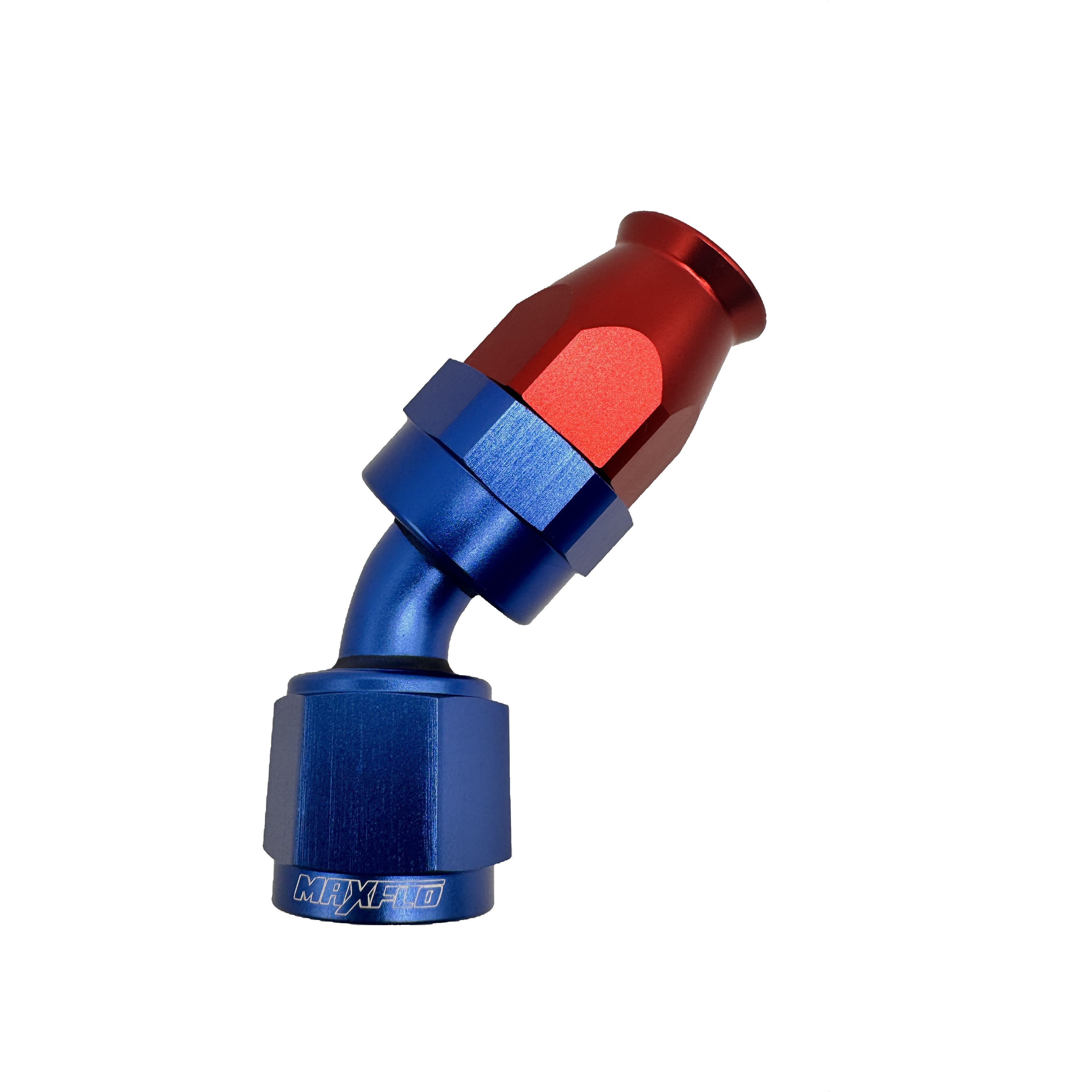 MaxFlo AN8 45 Degree Swivel Blue/Red PTFE