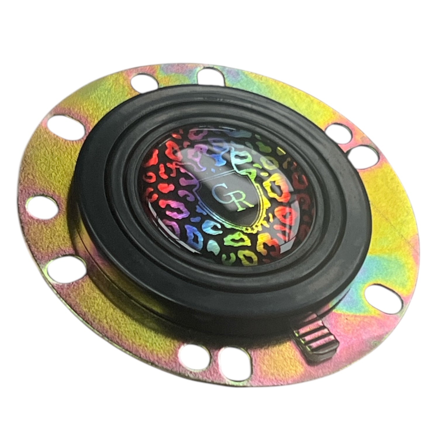 Grip Royal Horn Button - Crest - Rainbow Leopard w/ Rainbow Logo