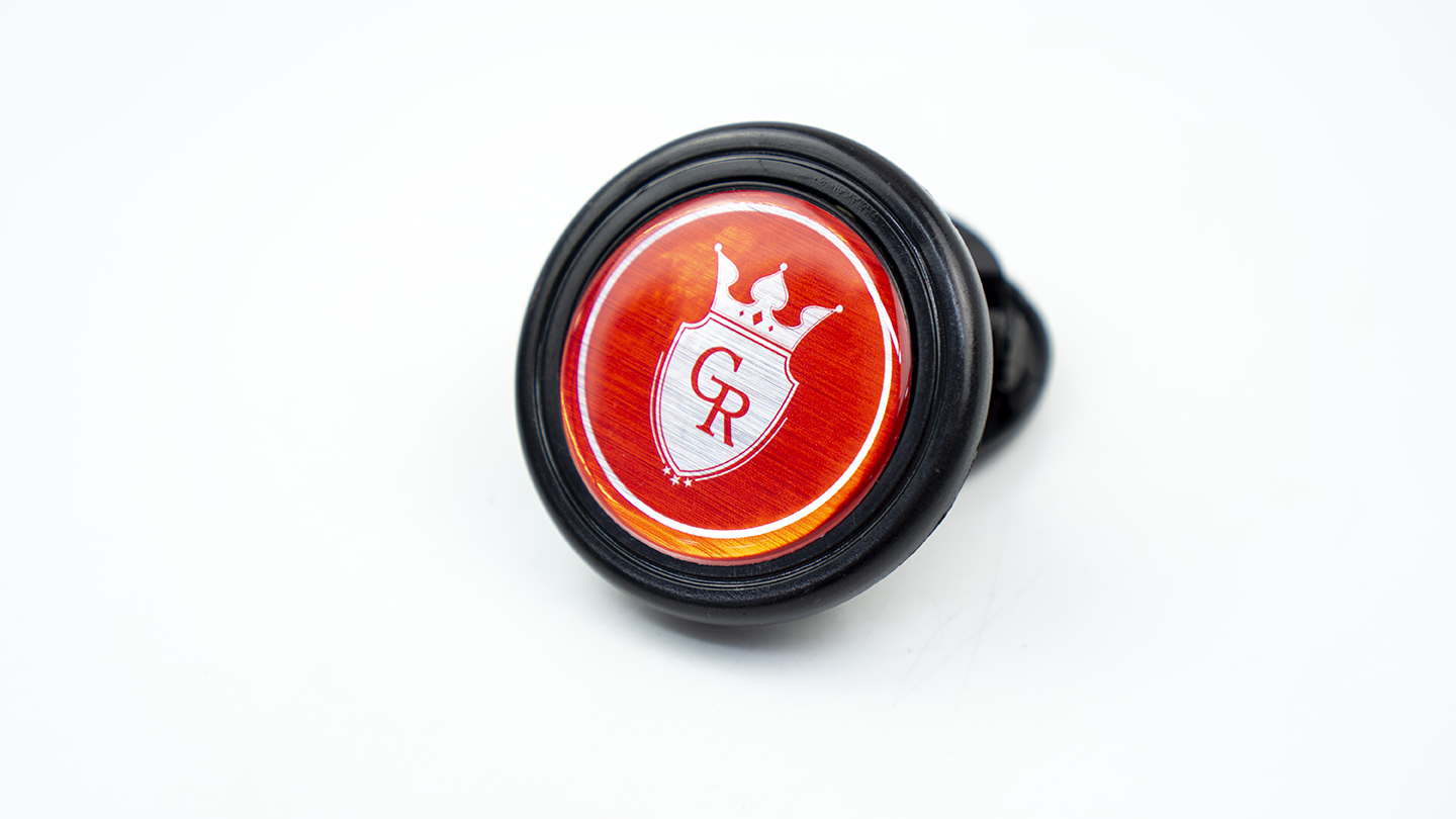 Grip Royal Horn Button - Crest - Red w/ Silver Logo