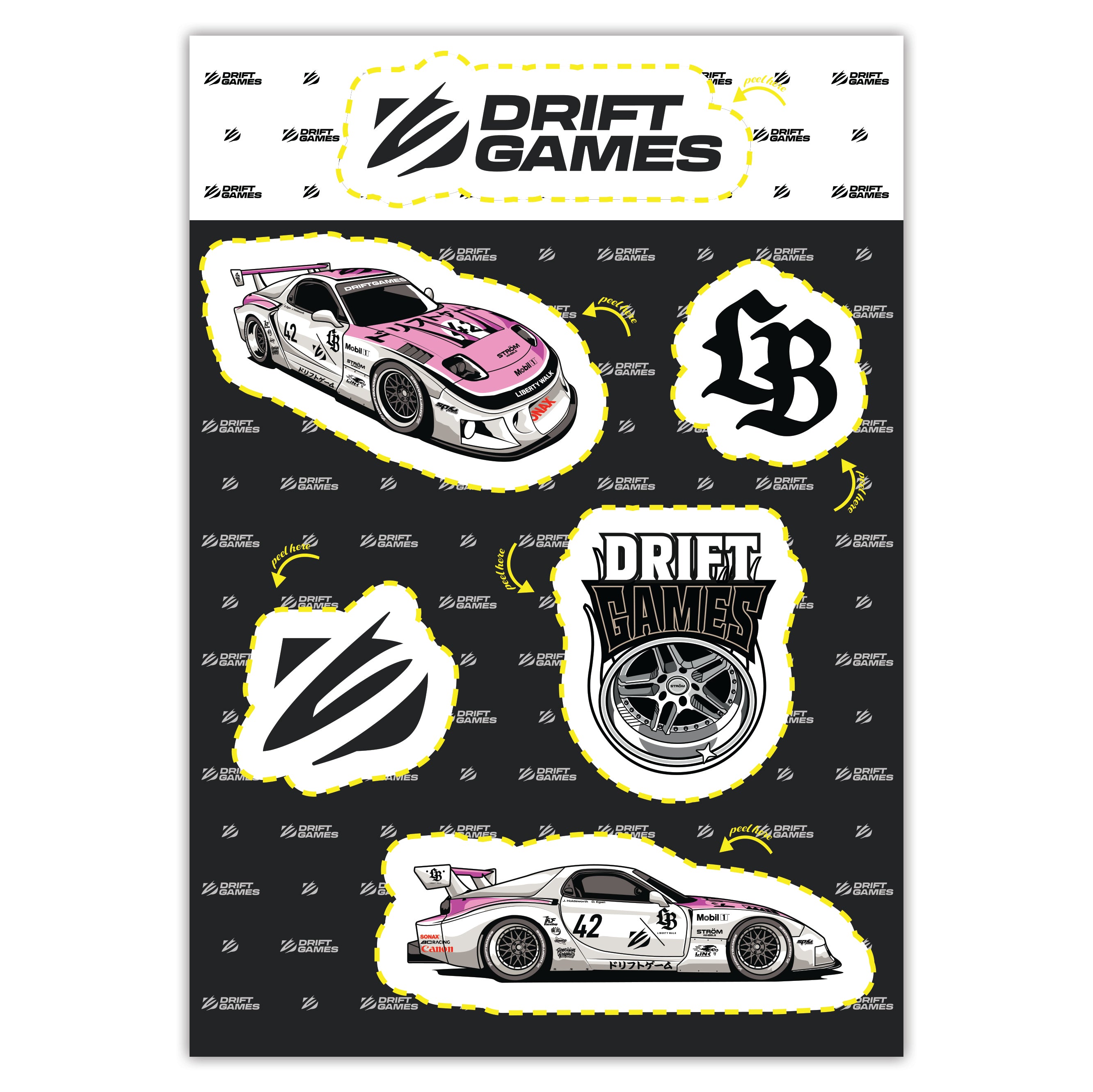 Liberty Walk x Drift Games RX7 Sticker Sheet