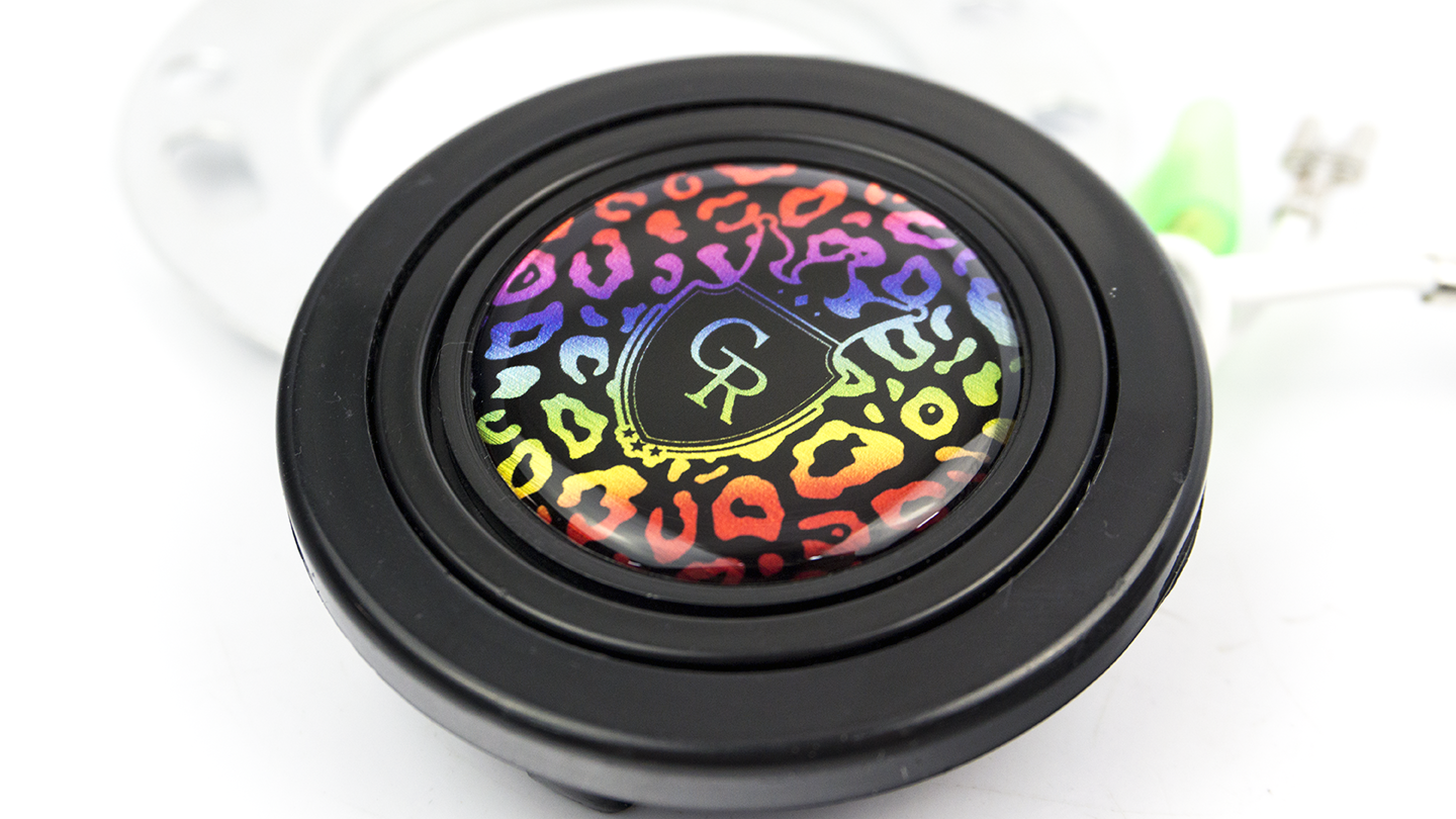 Grip Royal Horn Button - Crest - Rainbow Leopard w/ Rainbow Logo